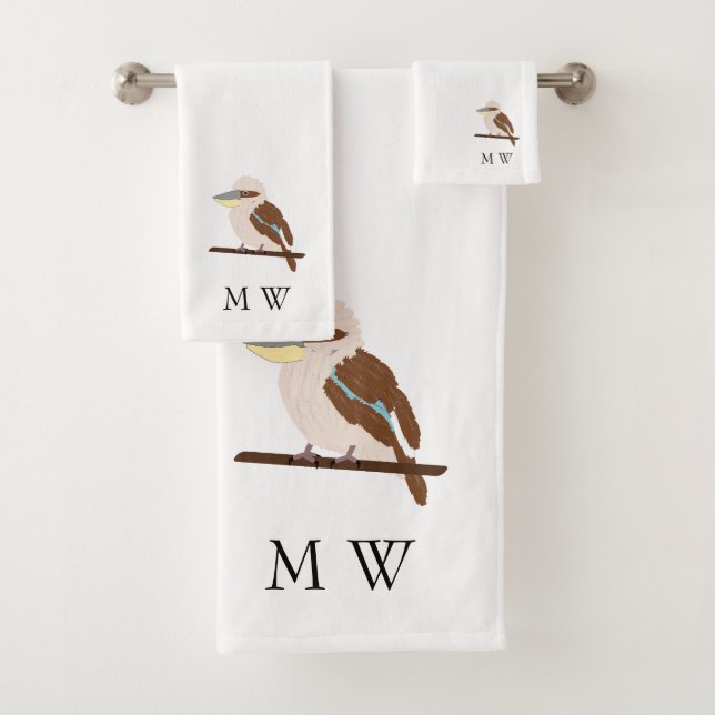 Kookaburra Design Monogrammed Bath Towel Set (Insitu)