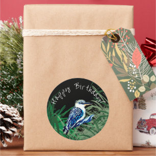 Kookaburra happy birthday classic round sticker