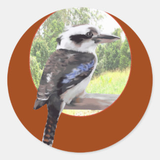 Kookaburra in Circle Classic Round Sticker