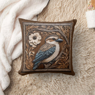 Kookaburra Serenade: A Wood Print Tribute, Cushion