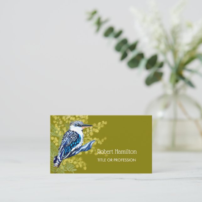 Kookaburra watercolor painting of australian bird business card (Standing Front)