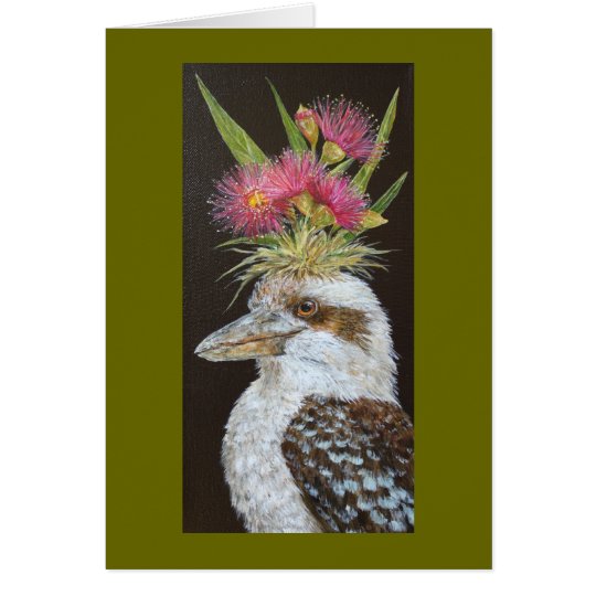 kookaburra with eucalyptus card
