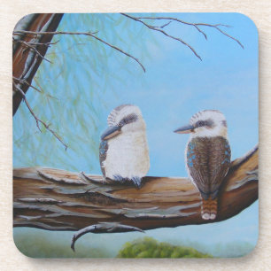 Kookaburras in a Gumtree Australian Painting Coaster