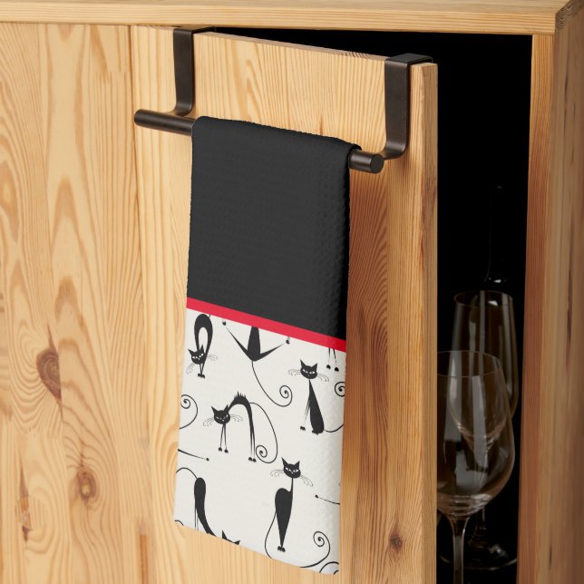 Kooky Black Cats Tea Towel (Thirds Fold)