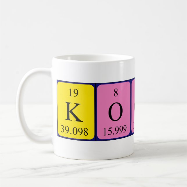 Kooky periodic table name mug (Left)