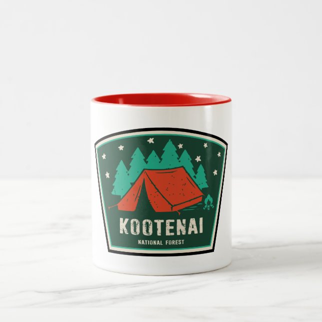 Kootenai National Forest Camping Two-Tone Coffee Mug (Center)