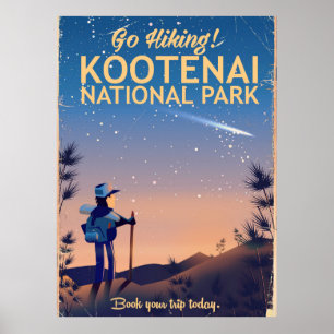 Kootenai National park Hiking travel poster