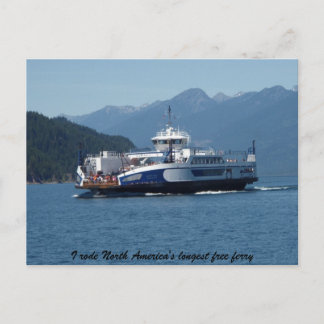 Kootenay Lake Ferry, British Columbia Postcard
