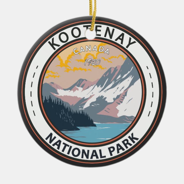 Kootenay National Park Canada Travel Art Badge Ceramic Ornament (Front)