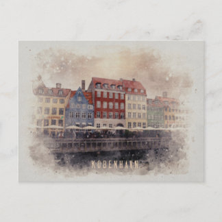 Kopenhagen watercolor kaart postcard