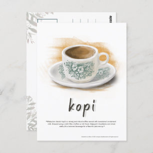 Kopi in Classic Coffee Mug Malaysia Postcard