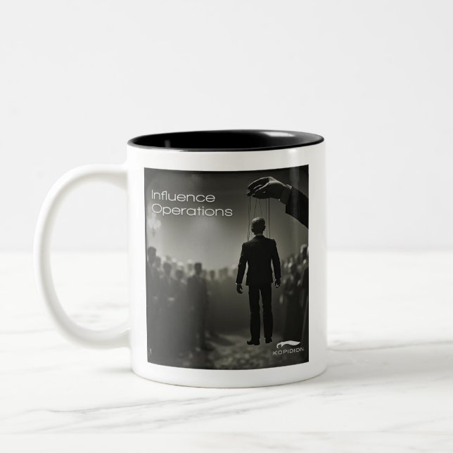 Kopidion - Influence Operations course artwork Two-Tone Coffee Mug (Left)