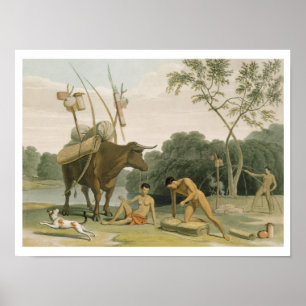 Korah Hottentots Preparing to Remove, plate 20 fro Poster