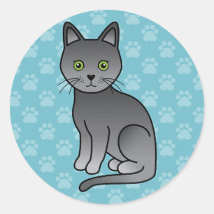 Korat Cat Cute Cartoon Illustration Classic Round Sticker