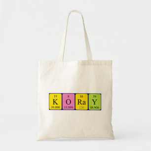 Koray periodic table name tote bag