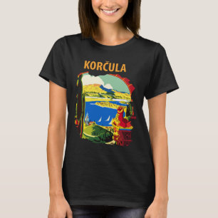 Korcula Croatia Harbour View Green Travel T-Shirt