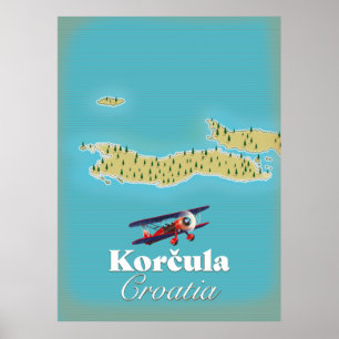 Korčula Croatia map Poster