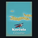Korčula Croatia map Poster<br><div class="desc">Korčula Croatia map decorated with a beautiful bi plane.</div>