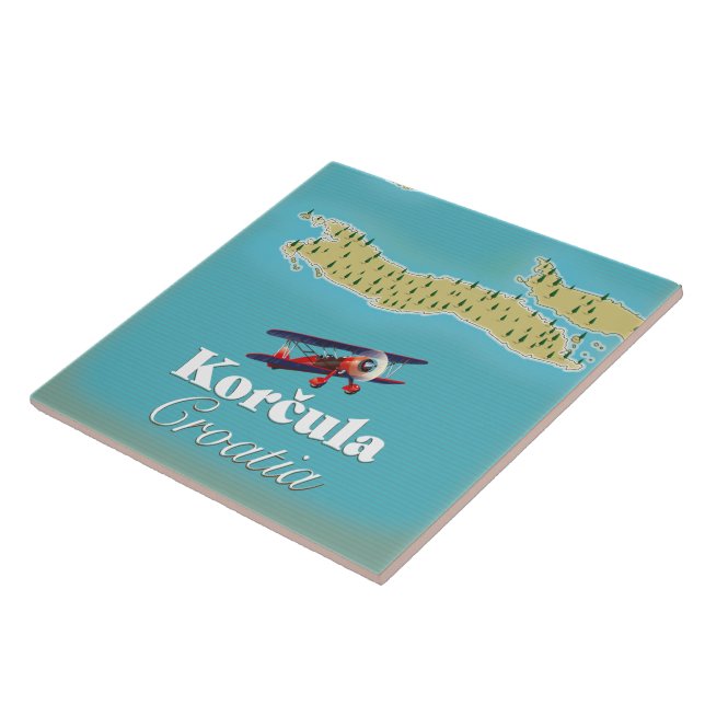 Korčula Croatia map Poster Ceramic Tile (Side)