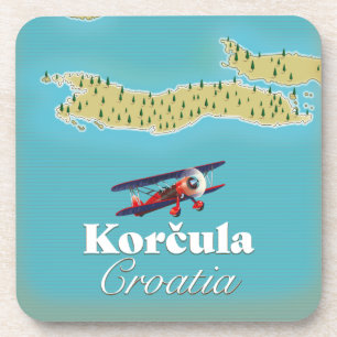 Korčula Croatia map Poster Ceramic Tile Coaster