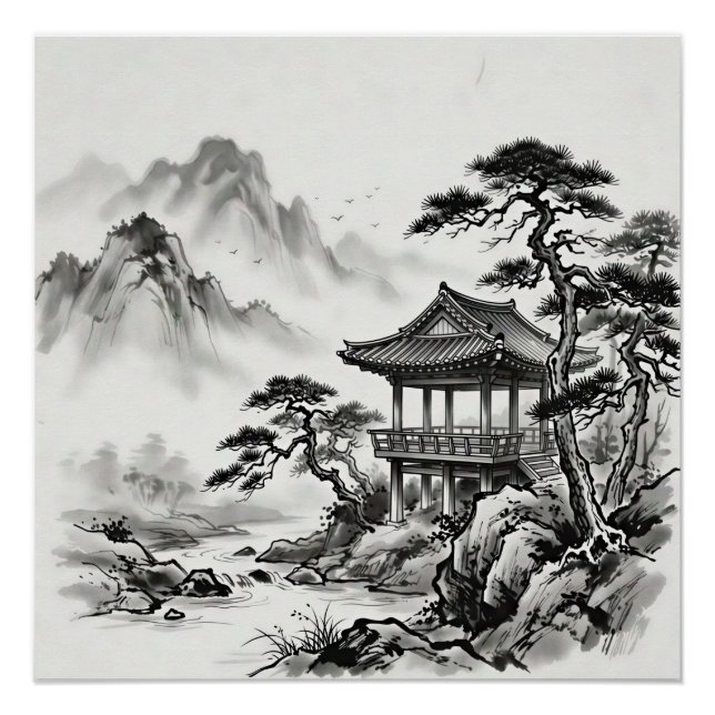 Korea Ink Wash Landscape Poster (Front)