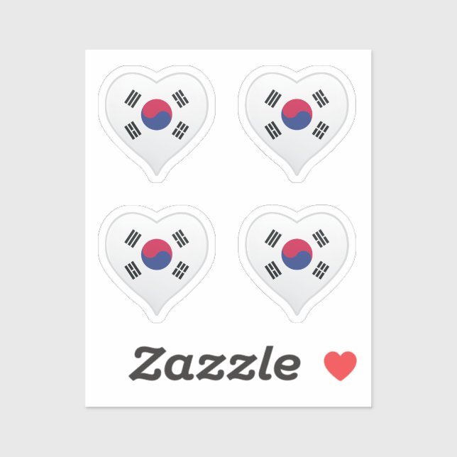 Korea love flag pride heart sticker (Sheet)