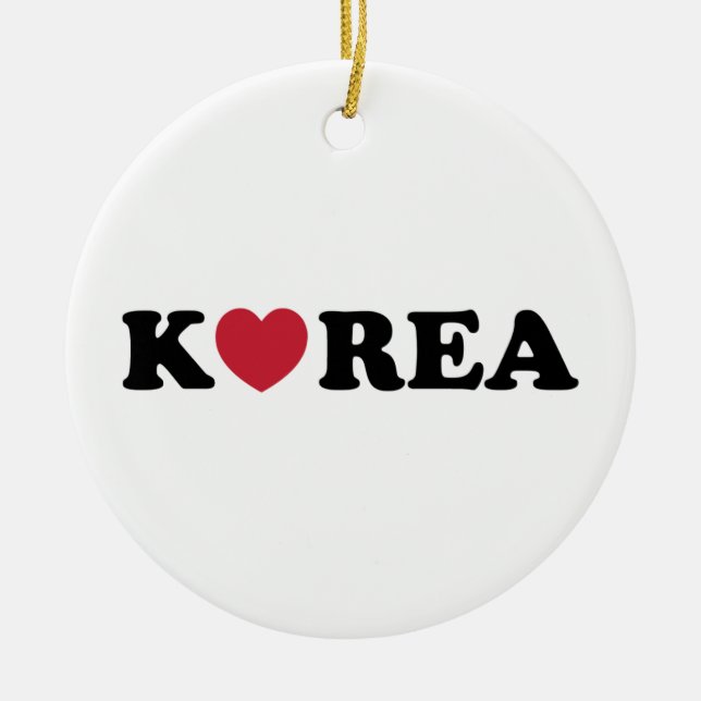 Korea Love Heart Ceramic Ornament (Front)