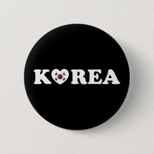 Korea Love Heart Flag 6 Cm Round Badge