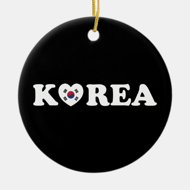 Korea Love Heart Flag Ceramic Ornament (Front)