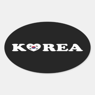 Korea Love Heart Flag Oval Sticker