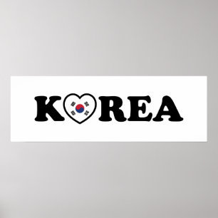Korea Love Heart Flag Poster