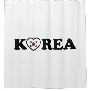 Korea Love Heart Flag Shower Curtain