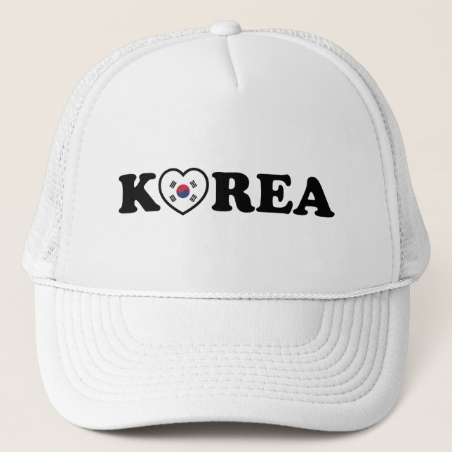 Korea Love Heart Flag Trucker Hat (Front)