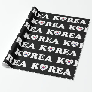 Korea Love Heart Flag Wrapping Paper