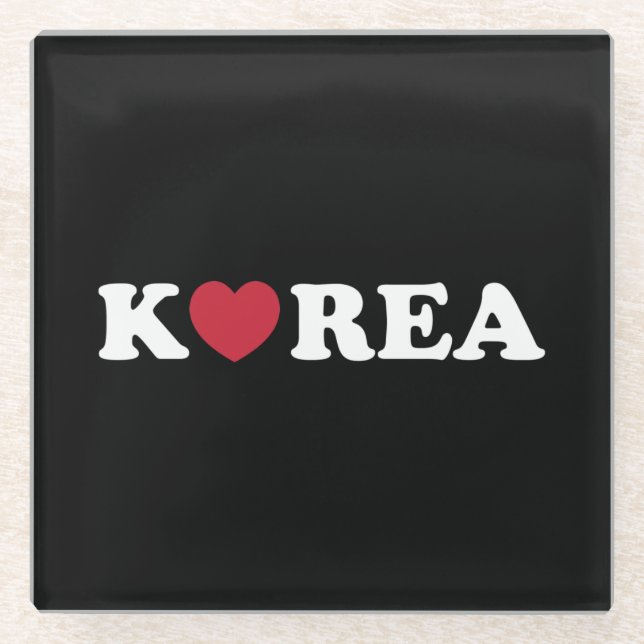 Korea Love Heart Glass Coaster (Front)