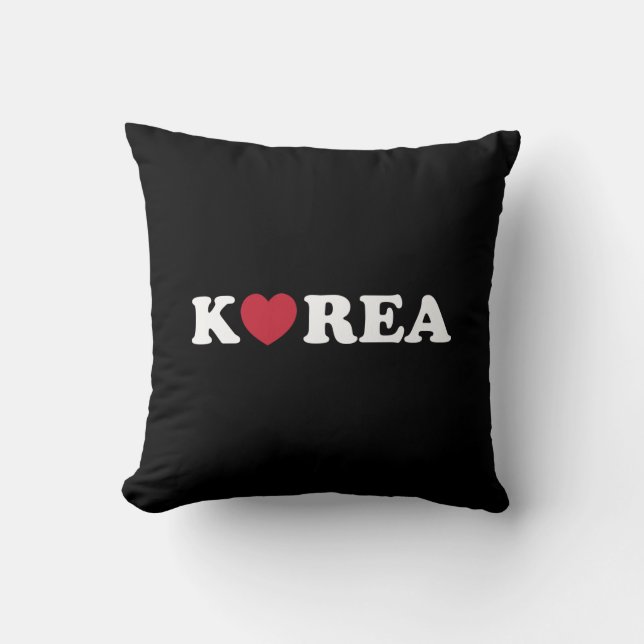 Korea Love Heart Throw Pillow (Front)