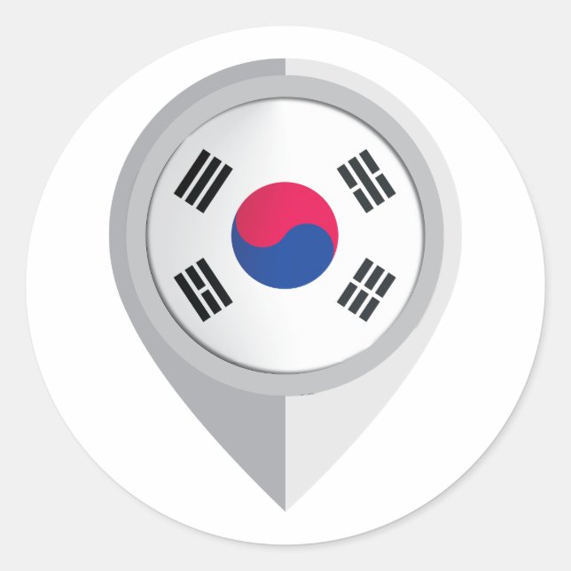 Korea Pin Location Flag for Your family who origin Classic Round Sticker (Front)