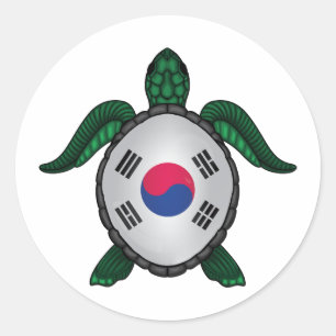 Korea sea turtle flag classic round sticker