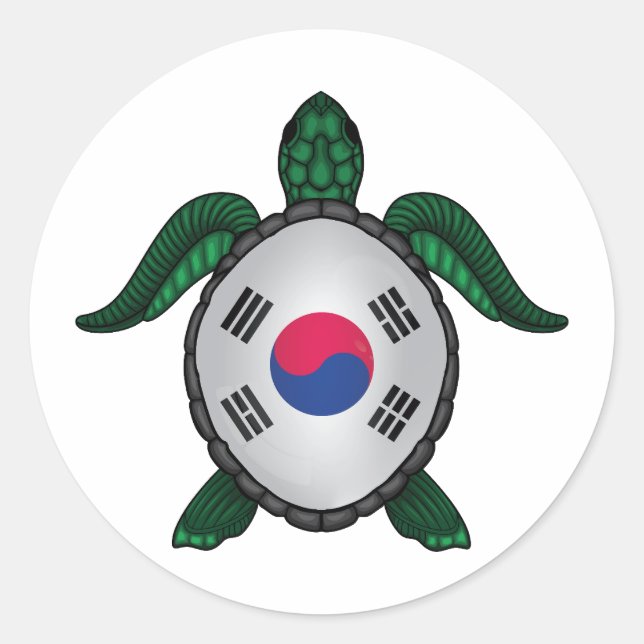 Korea sea turtle flag classic round sticker (Front)