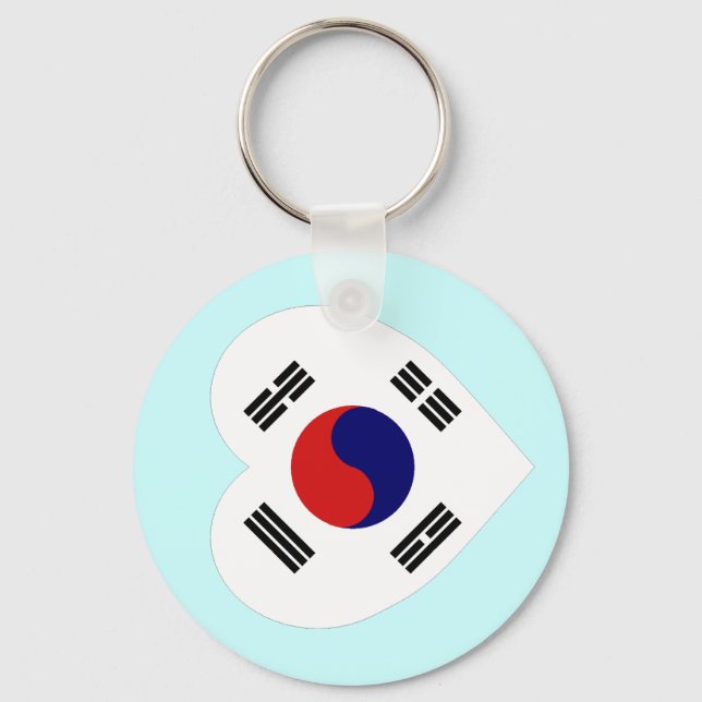 Korea (South) Flag Heart Key Ring (Front)