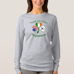 Korea (South) Irish American Shamrock Personalised T-Shirt
