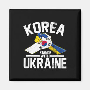 Korea Stands With Ukraine Ukrainian Korean Flag Te Magnet