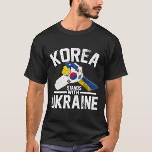 Korea Stands With Ukraine Ukrainian Korean Flag Te T-Shirt