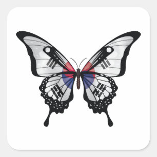 Korea Swallowtail Butterfly Flag Square Sticker