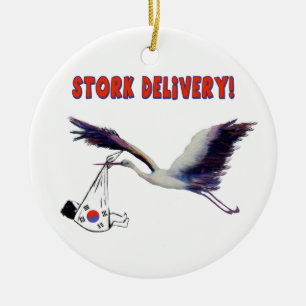 Korean Adoption - Stork Delivery Ceramic Ornament