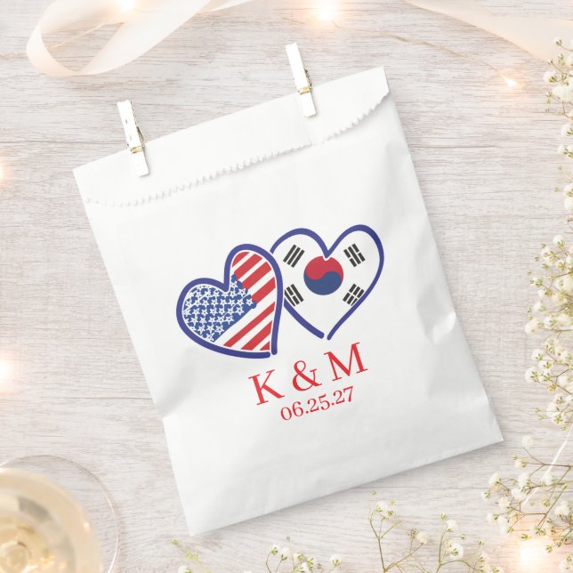 Korean American Heart Flags Favour Bag (Clipped)