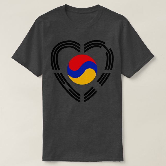 Korean Armenian Multinational Patriot Flag Heart T-Shirt (Design Front)
