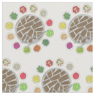 Korean BBQ Barbecue Roast Bulgogi Banchan Food Fabric