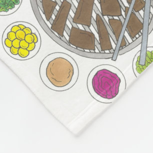 Korean BBQ Barbecue Roast Bulgogi Banchan Food Fleece Blanket