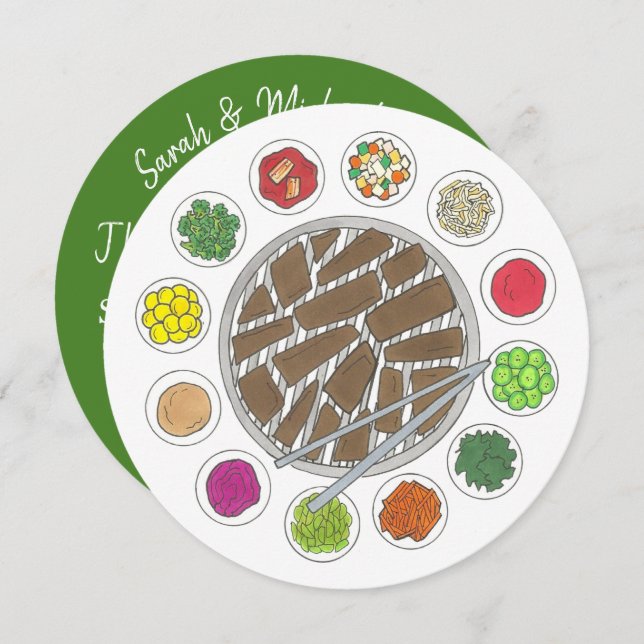 Korean BBQ Barbecue Roast Bulgogi Banchan Food Invitation (Front/Back)